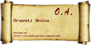 Oravetz Anina névjegykártya